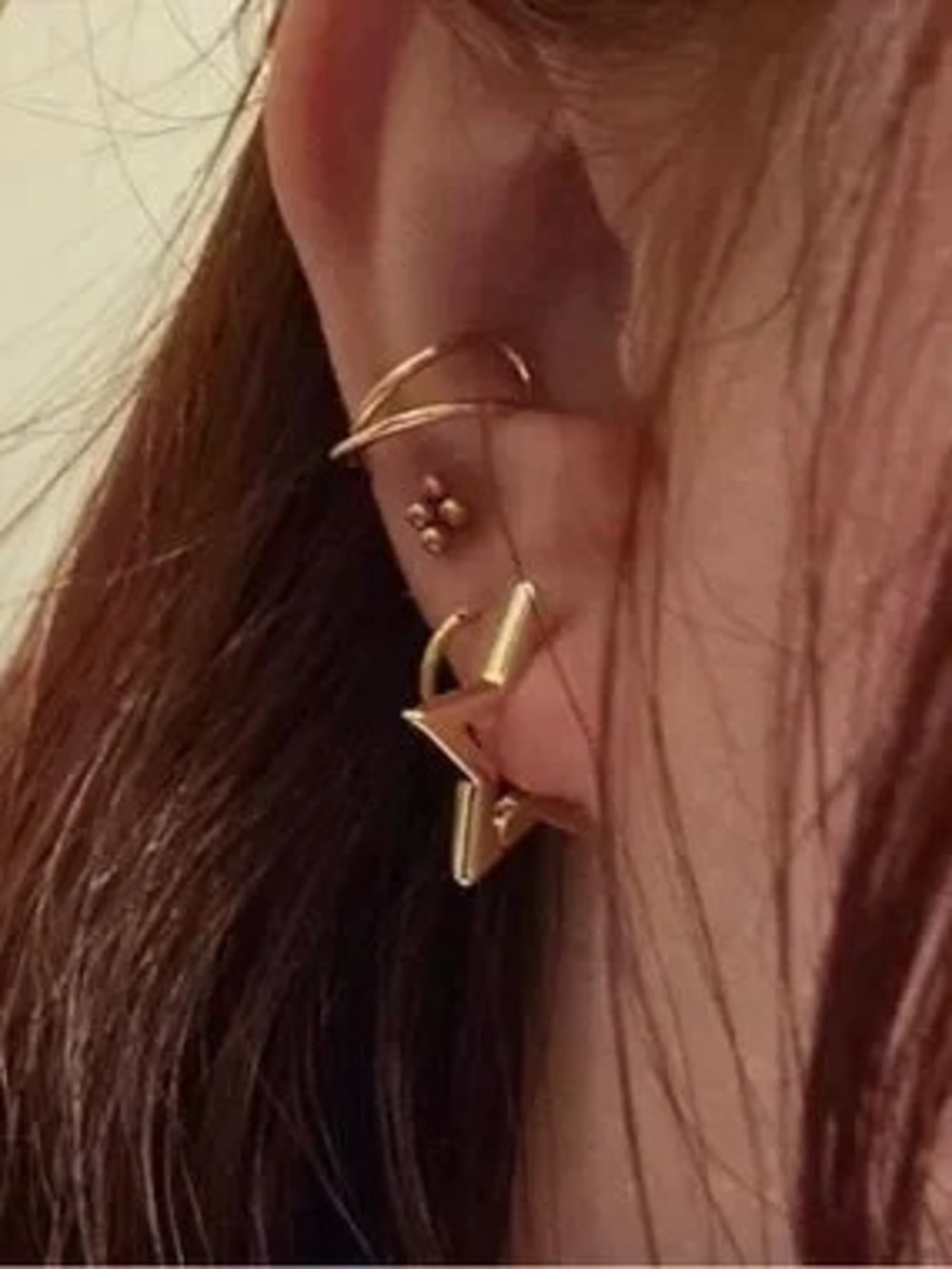 925 Sterling Silver & Gold Plated Star Hoop Earrings